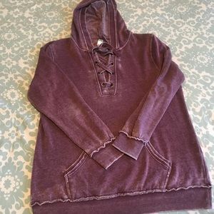 Lace-Up Hoodie in Purple